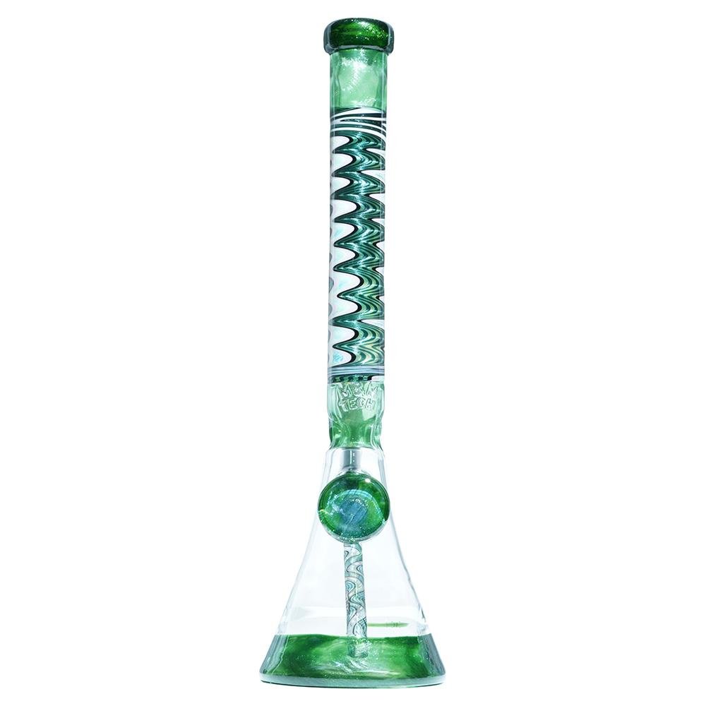 Green & White Heady Beaker M&M tech - M&M Tech Glass