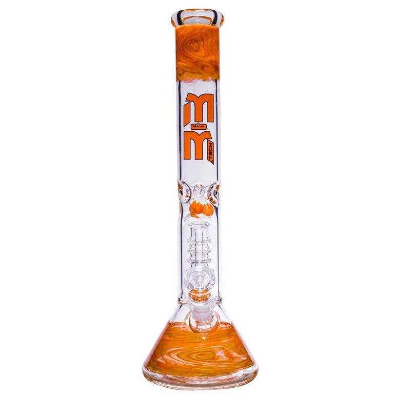 Waterpipe Beaker With Gold Swirl and Percolator by M&M Tech - M&M Tech Glass