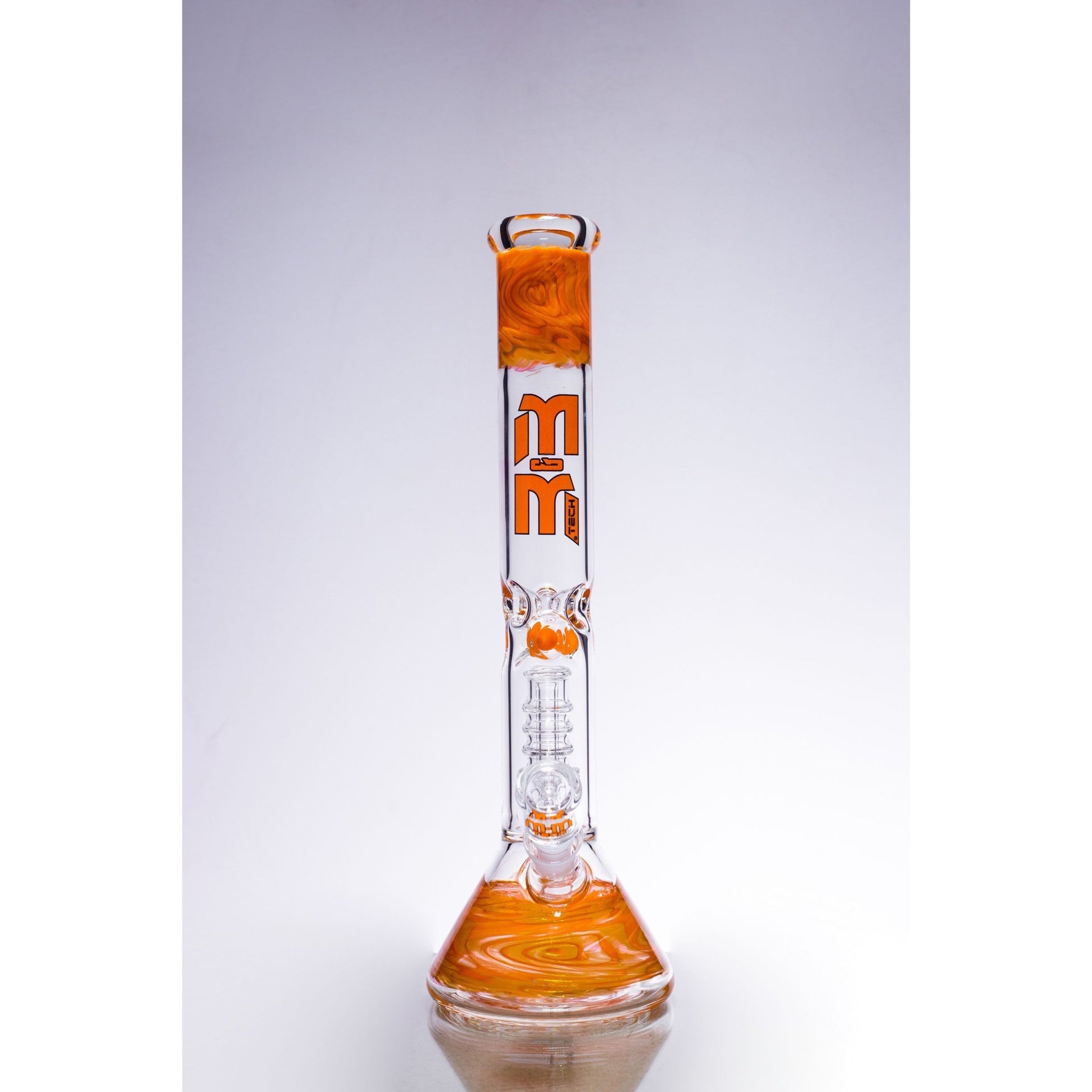 Waterpipe Beaker With Gold Swirl and Percolator by M&M Tech - M&M Tech Glass