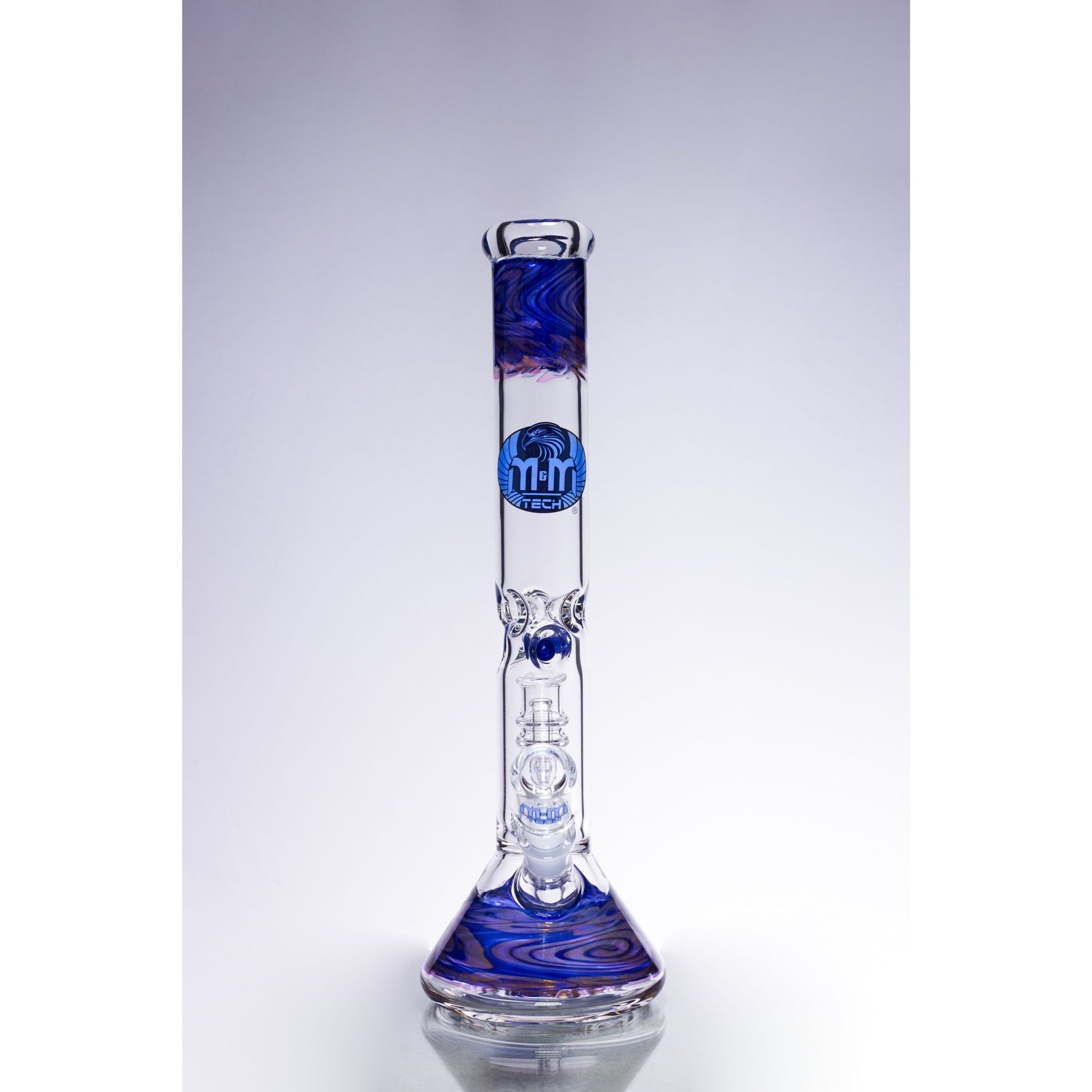 Waterpipe Beaker With Gold Swirl and Percolator by M&M Tech - M&M Tech Glass