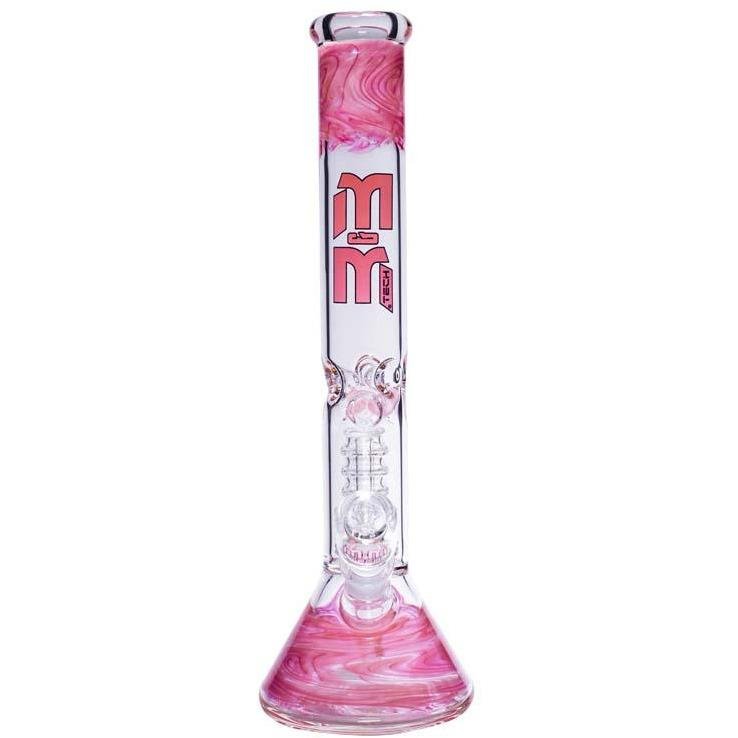 Waterpipe Beaker With Gold Swirl and Percolator by M&M Tech - M&M Tech Glass