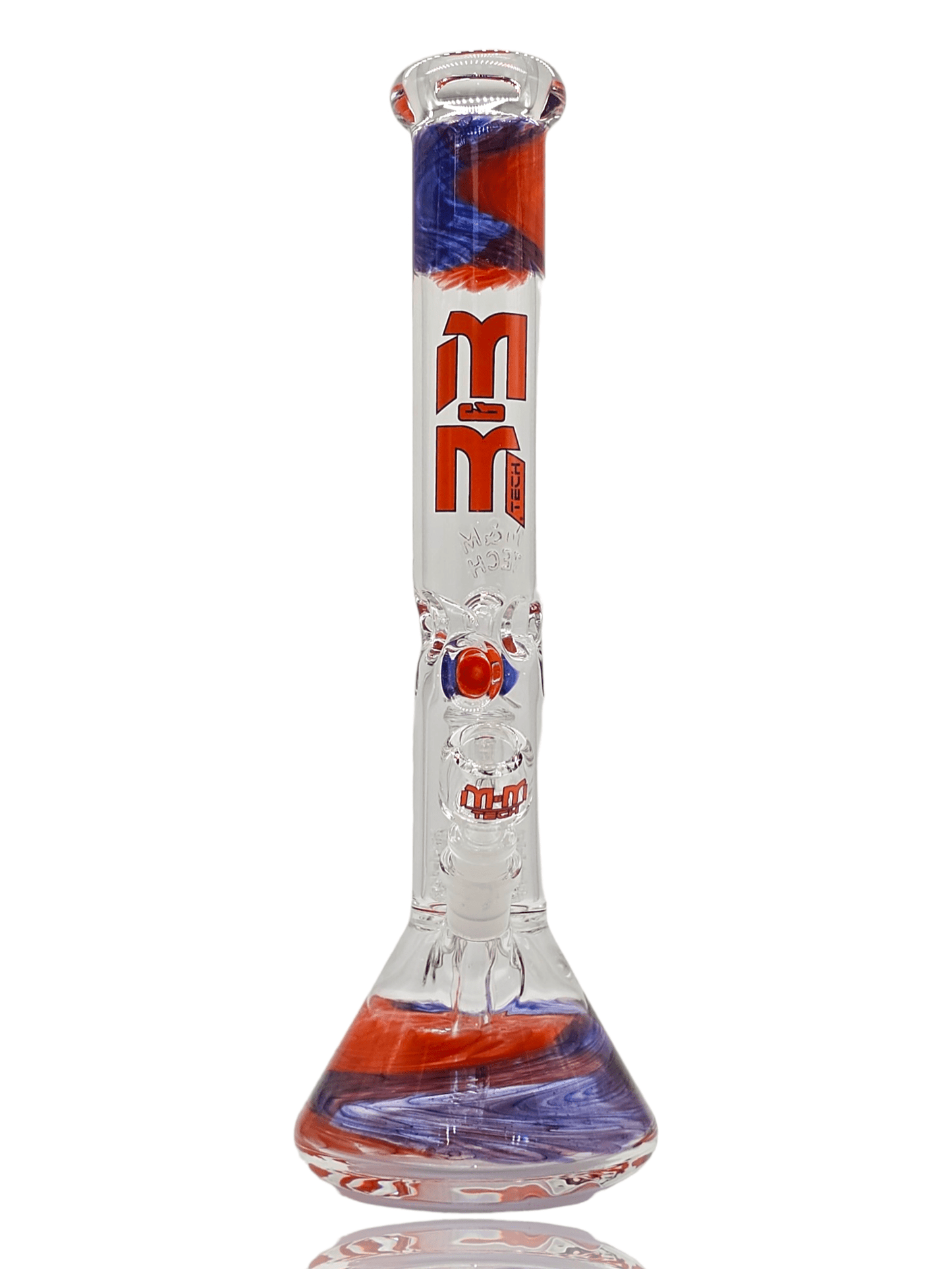 Waterpipe Beaker With Gold Swirl and Percolator by M&M Tech - M&M Tech Glass