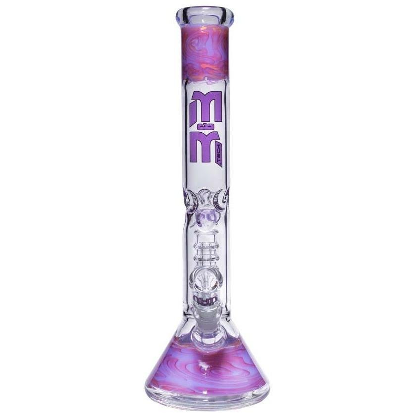 Waterpipe Beaker With Gold Swirl and Percolator by M&M Tech - M&M Tech Glass