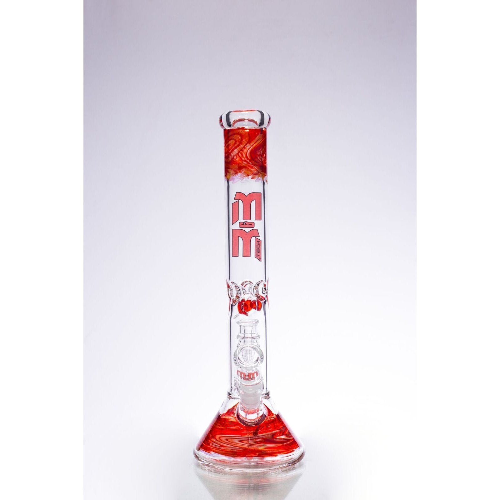Waterpipe Beaker With Gold Swirl and Percolator by M&M Tech - M&M Tech Glass