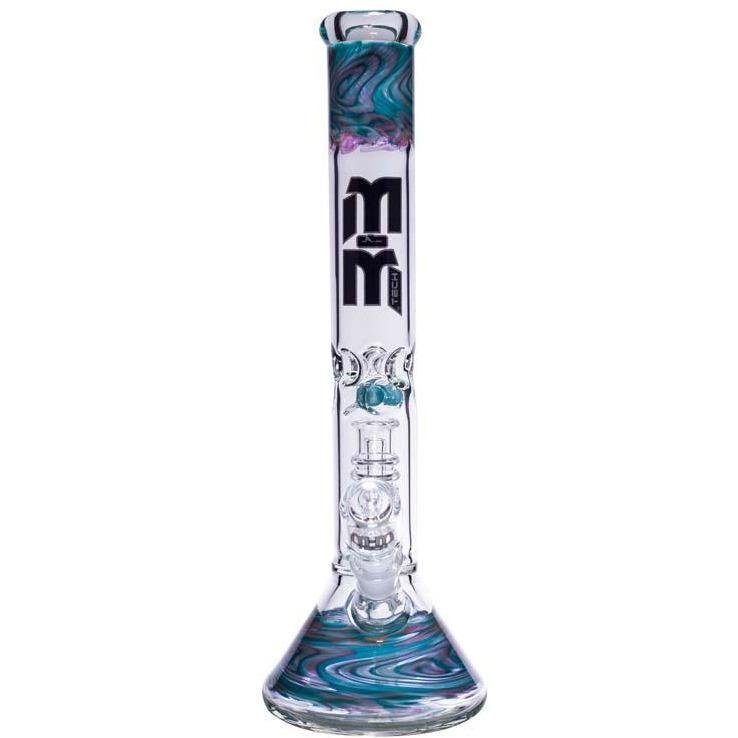 Waterpipe Beaker With Gold Swirl and Percolator by M&M Tech - M&M Tech Glass