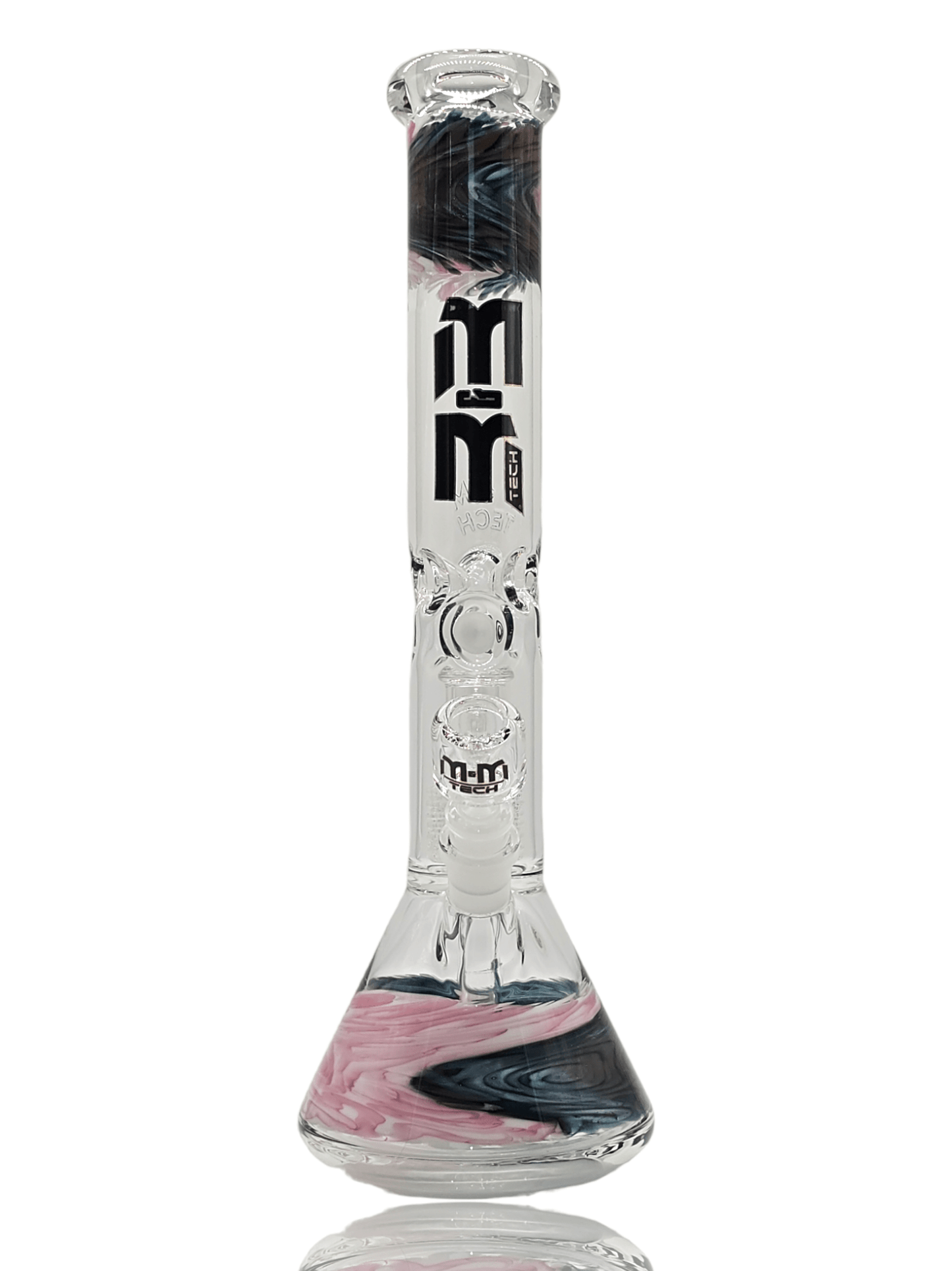 Waterpipe Beaker With Gold Swirl and Percolator by M&M Tech - M&M Tech Glass