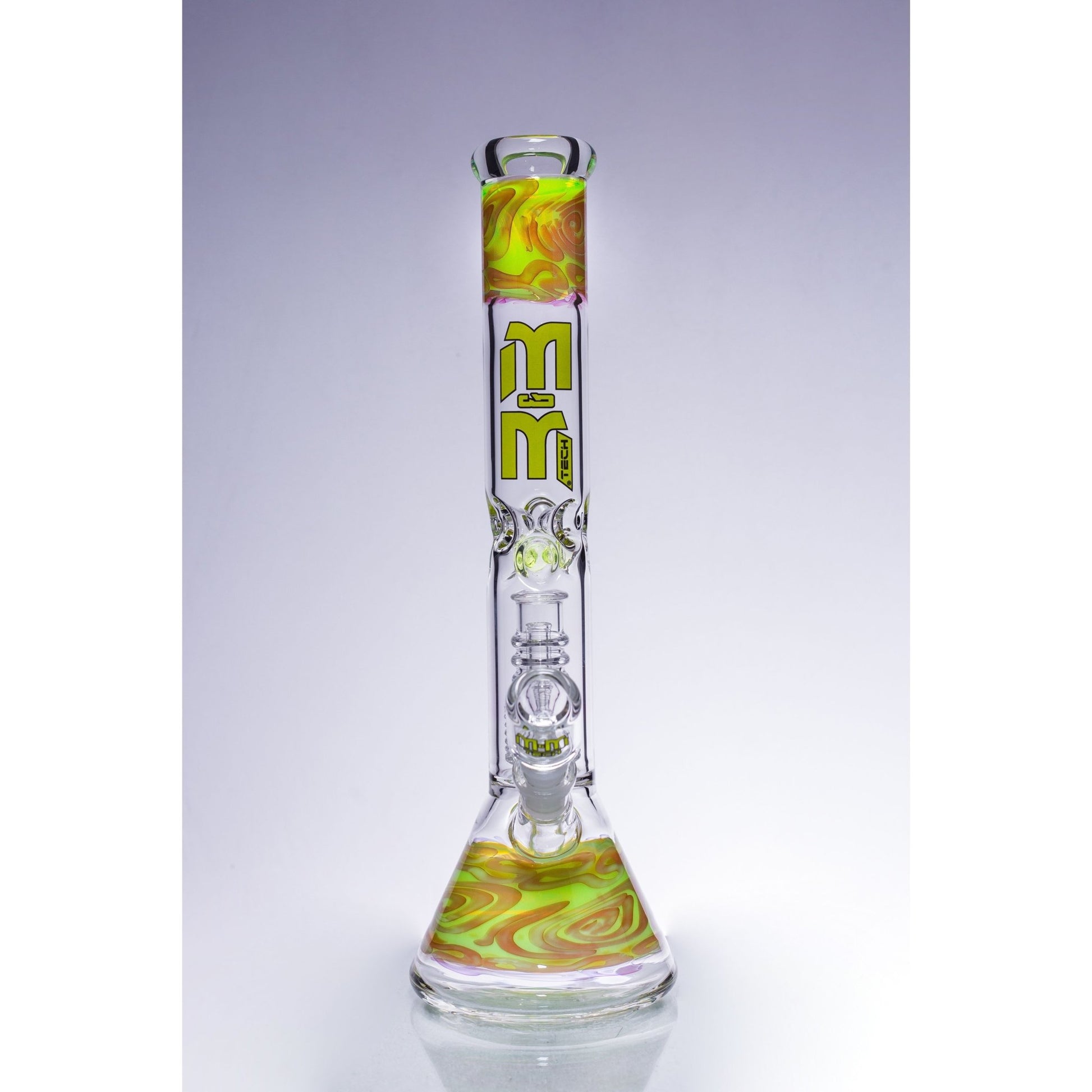 Waterpipe Beaker With Gold Swirl and Percolator by M&M Tech - M&M Tech Glass