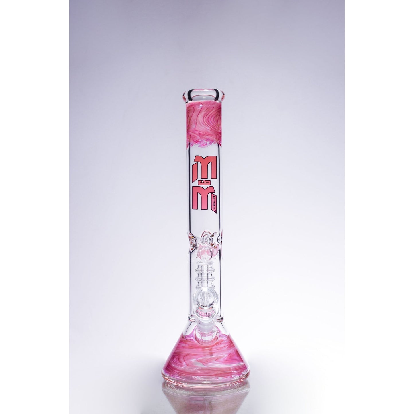 Waterpipe Beaker With Gold Swirl and Percolator by M&M Tech - M&M Tech Glass