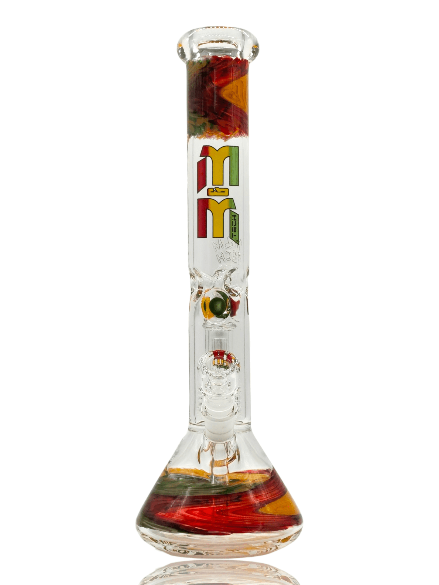 Waterpipe Beaker With Gold Swirl and Percolator by M&M Tech - M&M Tech Glass