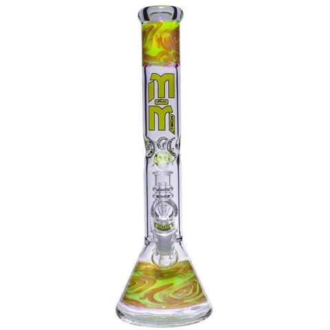 Image of Waterpipe Beaker With Gold Swirl and Percolator by M&M Tech - M&M Tech Glass