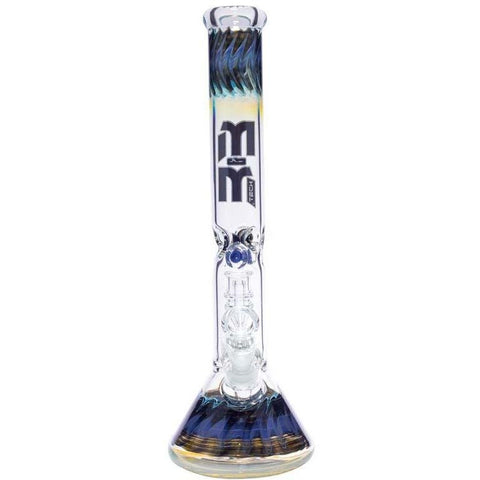 Image of Waterpipe Dual Colored Swirl Beaker With Chandelier Percolator by M&M Tech - M&M Tech Glass