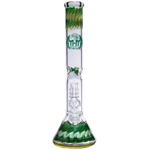 Image of Waterpipe Dual Colored Swirl Beaker With Chandelier Percolator by M&M Tech - M&M Tech Glass