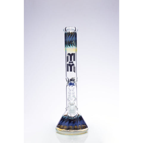 Image of Waterpipe Dual Colored Swirl Beaker With Chandelier Percolator by M&M Tech - M&M Tech Glass