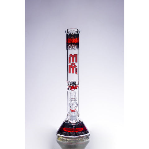 Image of Waterpipe Dual Colored Swirl Beaker With Chandelier Percolator by M&M Tech - M&M Tech Glass