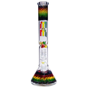 Waterpipe Dual Colored Swirl Beaker With Chandelier Percolator by M&M Tech - M&M Tech Glass