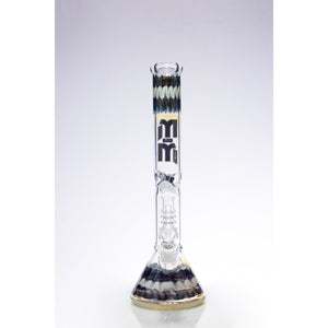 Waterpipe Dual Colored Swirl Beaker With Chandelier Percolator by M&M Tech - M&M Tech Glass